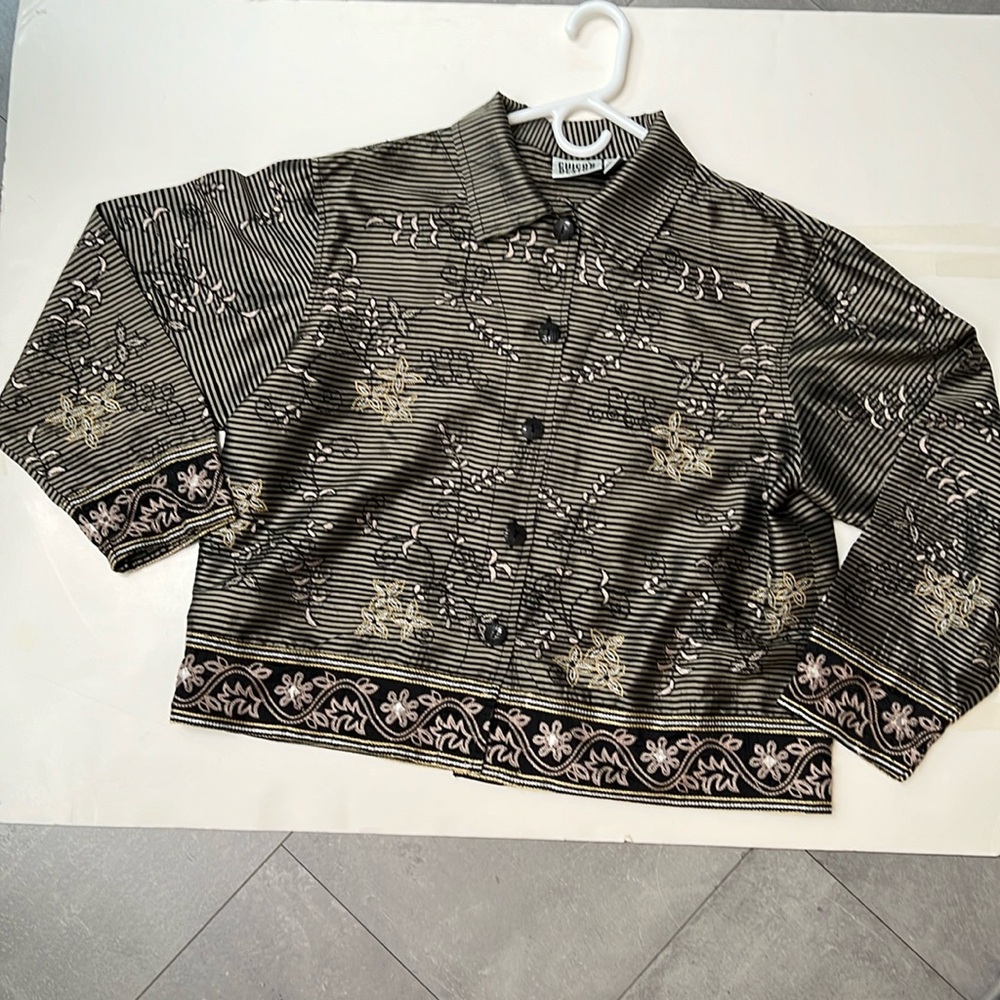 CHICO’S Silk Embroidered Jacket